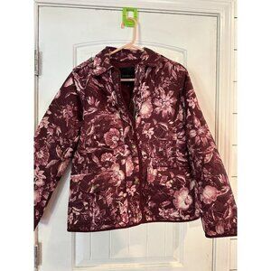 Talbots Quilted Barn Jacket Splendid Floral Chore Pink Small